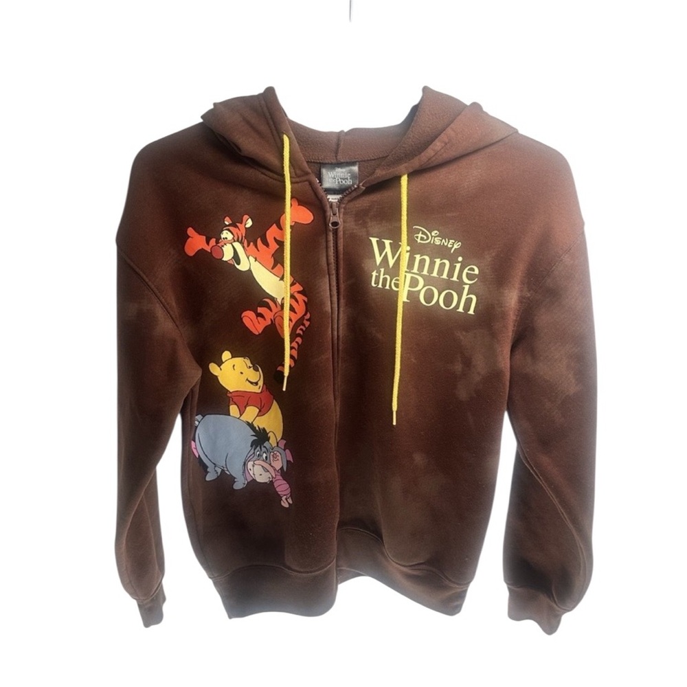 Disney Winnie The Pooh Zip Up Hoodie Womens S Juniors Brown